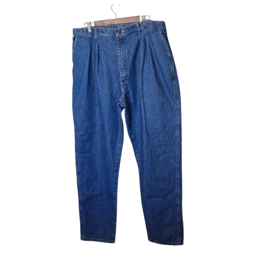 Men's WRANGLER Rugged Wear Angler Pleated Jeans Pants sz 42x34